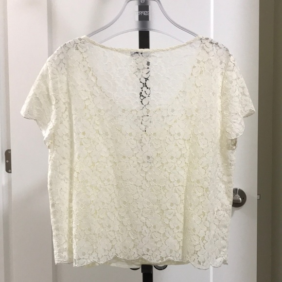 Aritzia Talula Cream Lace Top with Slip Shirt - Picture 2 of 4